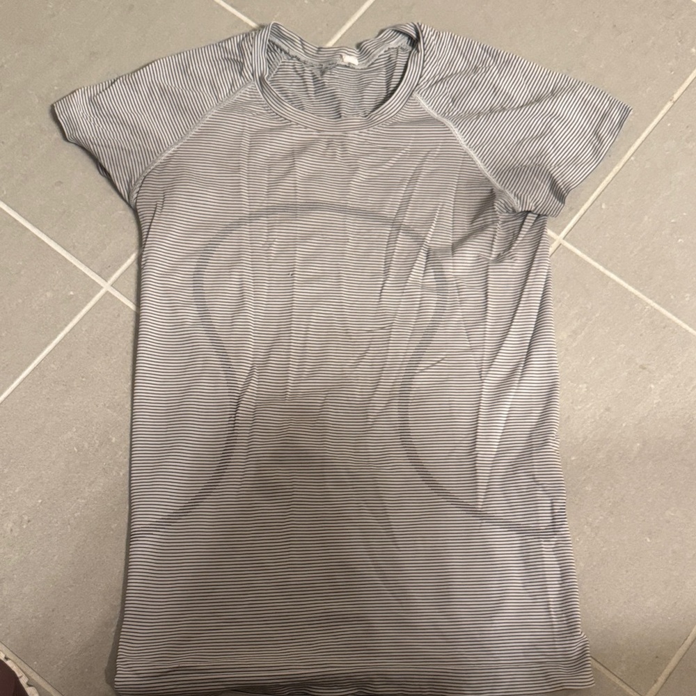 lululemon athletica black Striped Short Sleeve Tee